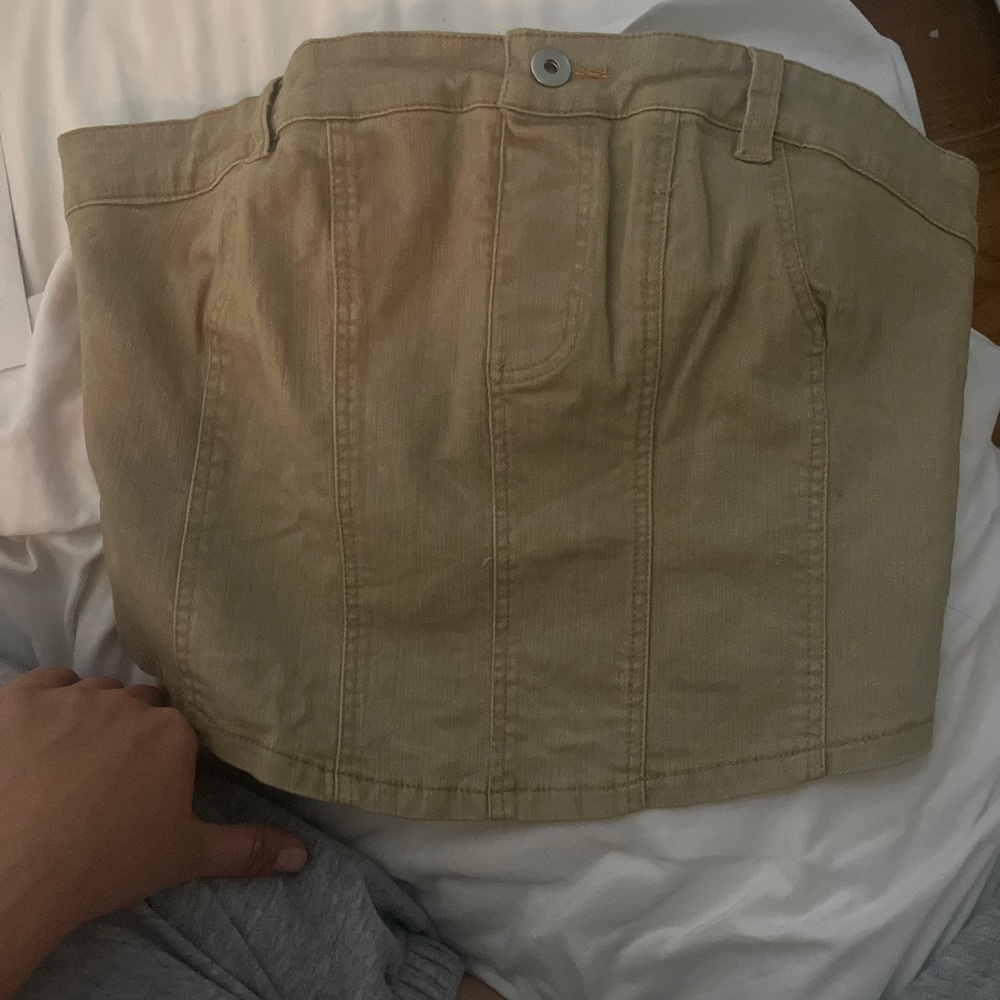 Denim crop top green zipper large